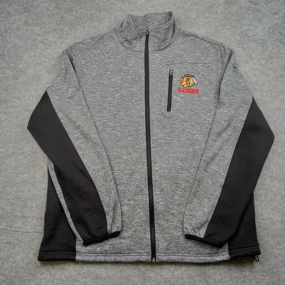 Chicago Blackhawks Jacket Men‎ XL Gray Black NHL Hockey Team Full Zip Sweatshirt